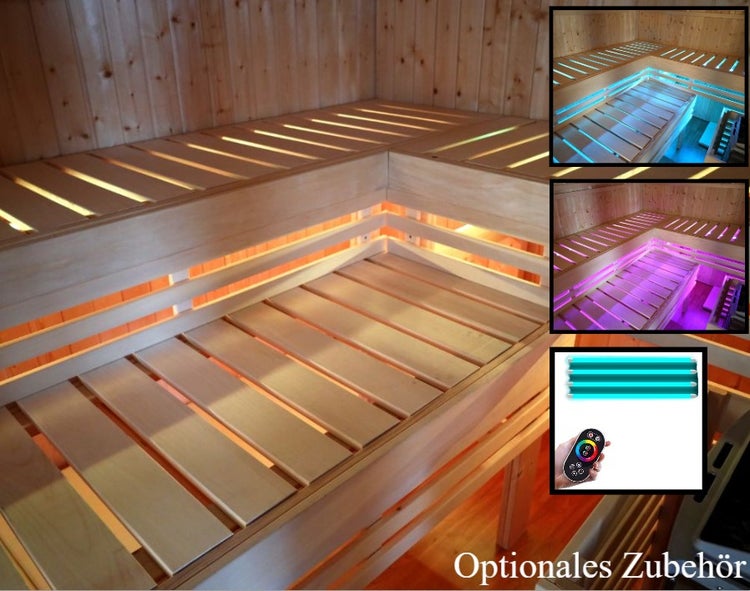 Herbstliche Dekoration mit Laubblättern und einer Kastanie auf einem Netz