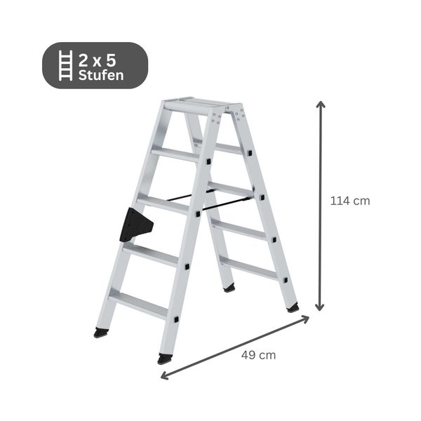 PROREGAL Stufen-Stehleiter Beidseitig Begehbar 2 x 5 Stufen