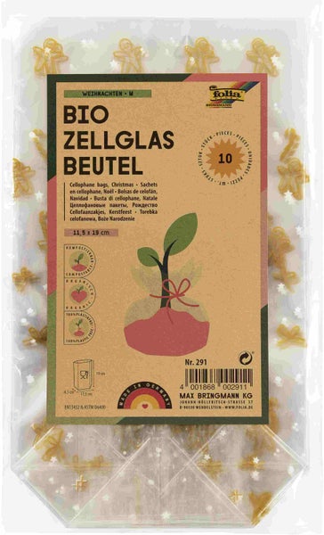 Folia Bio Zellglasbeutel M Weihnachten, 115x190mm, 10 Stück