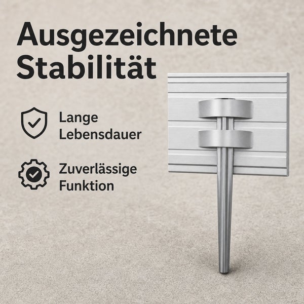 Bodenanker aus Metall mit Montageplatte zur stabilen Befestigung von Sichtschutzelementen mit langer Lebensdauer und zuverlässiger Funktion.
