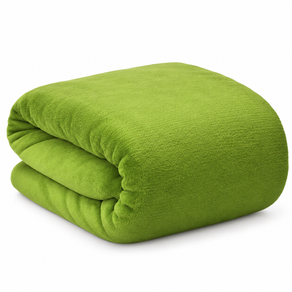 Eine weiche, gefaltete Wohndecke aus Fleece-Material.