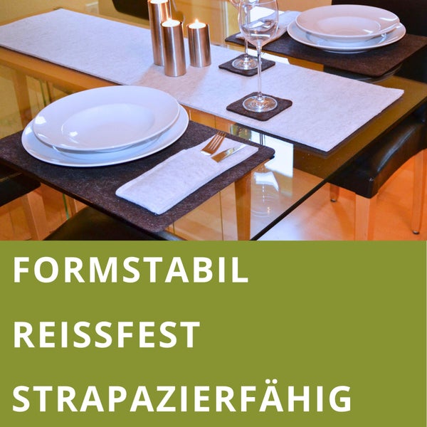 4x Tischset abgerundete Ecken anthrazit-meliert 30x45cm