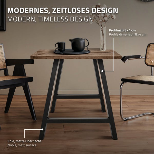ECD Germany 2x Tischbeine A-Form A-Design, 70 x 72 cm, Anthrazit, aus pulverbeschichtetem Stahl, Industriedesign, Metall Tischkufen Tischuntergestell Tischgestell Möbelfüße, für Esstisch Schreibtisch
