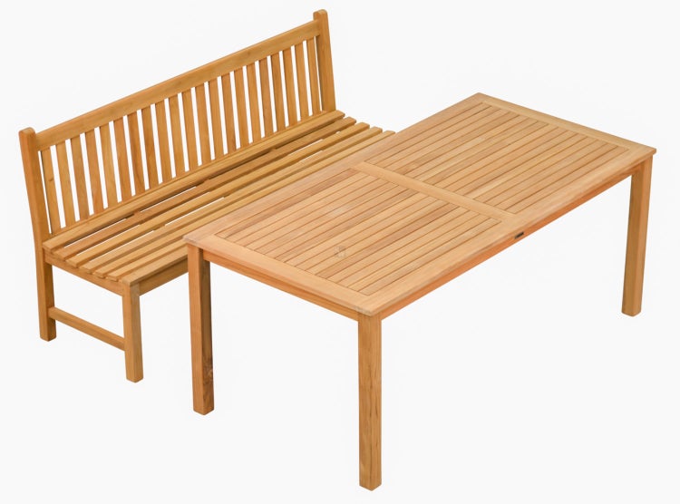 Teak Sitzgruppe 2-tlg. 1 Teak Bank 150 cm  1 Tisch 150 x 80 cm