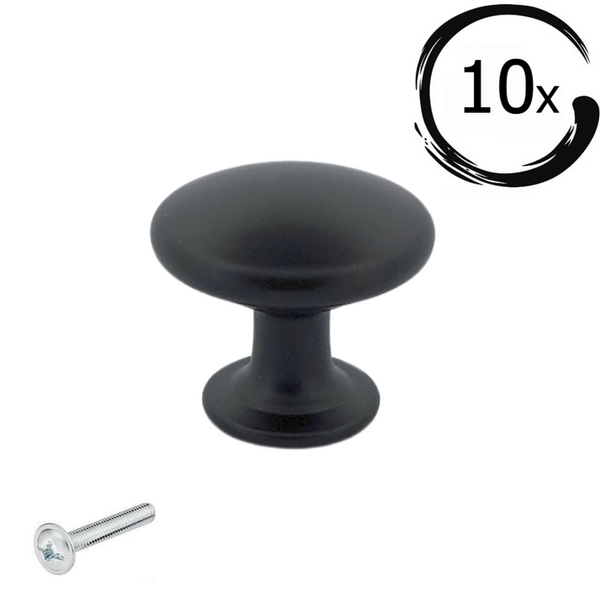 Schrankknopf / Möbelknopf Macon 27 mm Schwarz 10 Stück