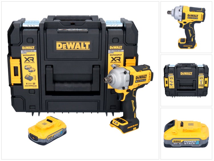 DeWalt Akku Schlagschrauber DCF892P2T mit 18 Volt, bürstenlosem Motor, zwei Powerstack Akkus und TSTAK Koffer.