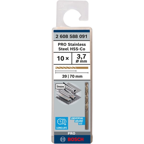 Bosch PRO Stainless Steel HSS-Co Spiralbohrer 3,7 x 39 x 70 mm - 2608588091