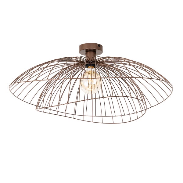 Deckenleuchte mit Drahtschirm und Glühbirne