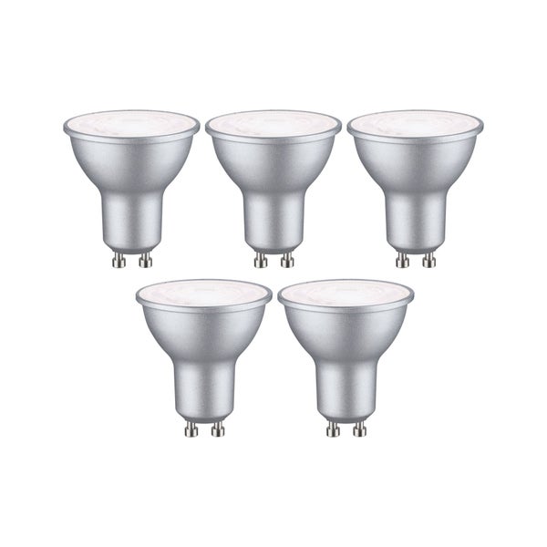 Standard 230V LED Reflektor GU10 5er-Set 5x460lm 5x4,9W 4000K Weißaluminium