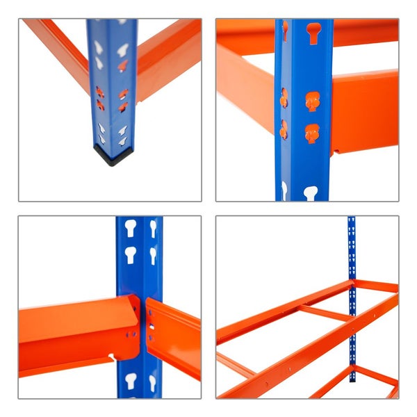 PROREGAL Reifenregal Tiger XL HxBxT 200 x 180 x 45 cm bis zu 21 Reifen auf 3 Ebenen Blau/Orange