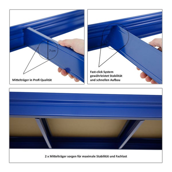 PROREGAL Mega Deal 4x Höhenverstellbare Werkbank Dino HxBxT 90 x 160 x 60 cm Traglast 600 kg Blau