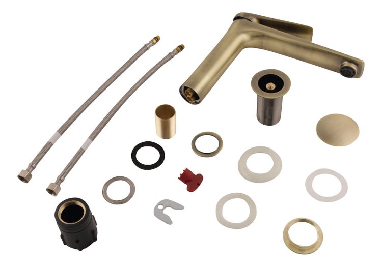 Waschtischarmatur Set mit Hochdruckschläuchen und Schaftventil