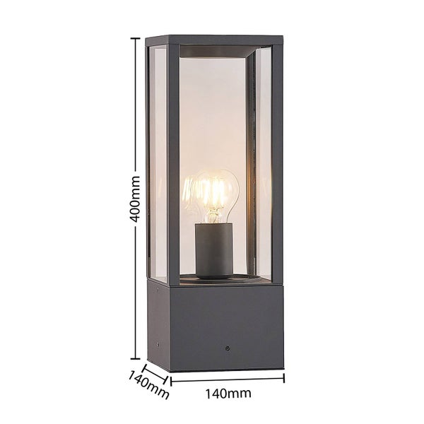 Lindby Außenleuchte Peldar (spritzwassergeschützt (Modern) in Schwarz aus Aluminium (1 flammig, E27) - Wegeleuchte Pollerleuchte Wegelampe Sockelleuchte