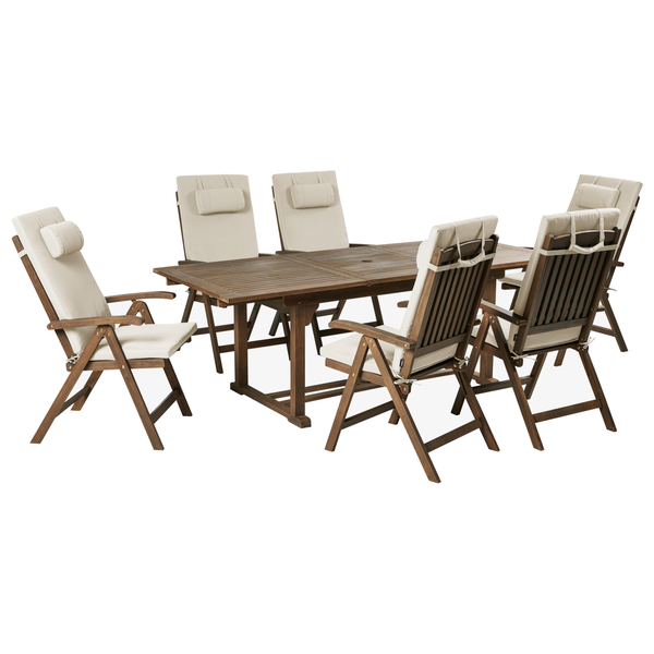 Gartenmöbel Set 6-Sitzer AMANTEA PREMIUM Akazienholz Taupe