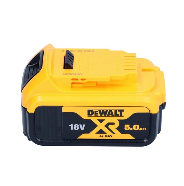 DeWalt 18 Volt XR Lithium-Ionen Akku mit 5,0 Amperestunden Kapazität.