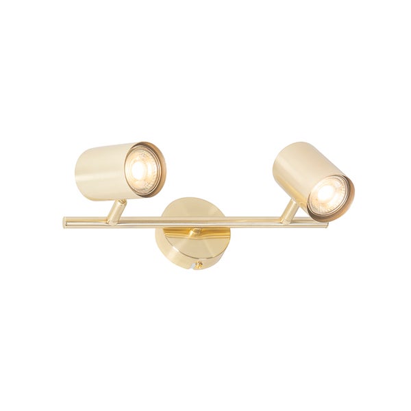 Goldfarbene Wandleuchte mit zwei Strahlern
