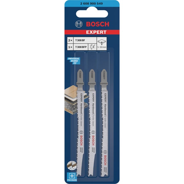 Bosch Expert Stichsägeblätter für Hartholz, 3er-Pack