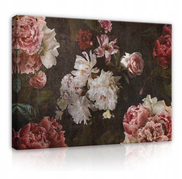 Leinwandbild Blumen Vintage Bilder Wohnzimmer 120X80 cm