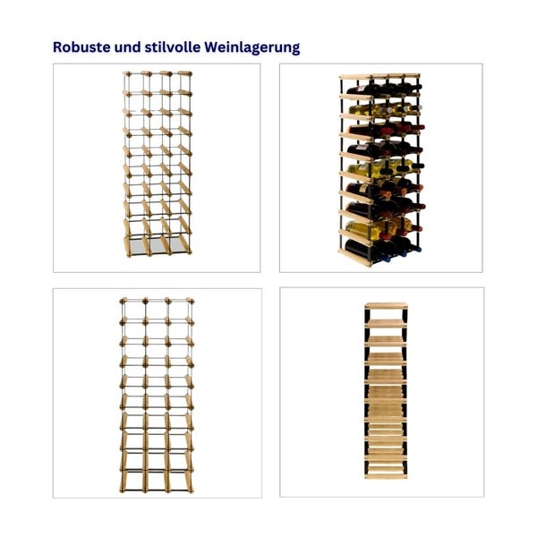 PROREGAL Modulares Weinregal Vinotega Mod Metal HxBxT 92,5 x 32,5 x 24,5 cm 3 x 9 Flaschen Massives Kiefernholz Natur