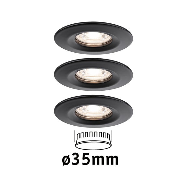 LED Einbauleuchte Nova Mini Coin Basisset starr IP44 rund 66mm Coin 3x4W 3x310lm 230V 2700K Schwarz matt