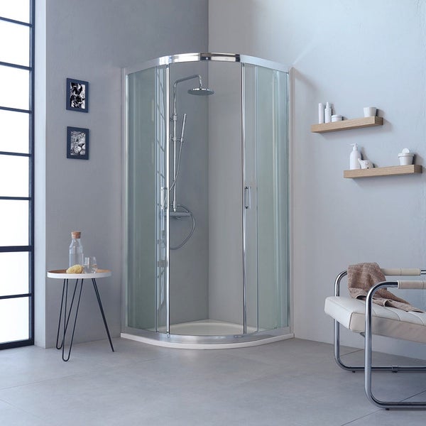 90x90x195cm Runddusche mit Aluminiumrahmen und Klarglas 6mm | Fly