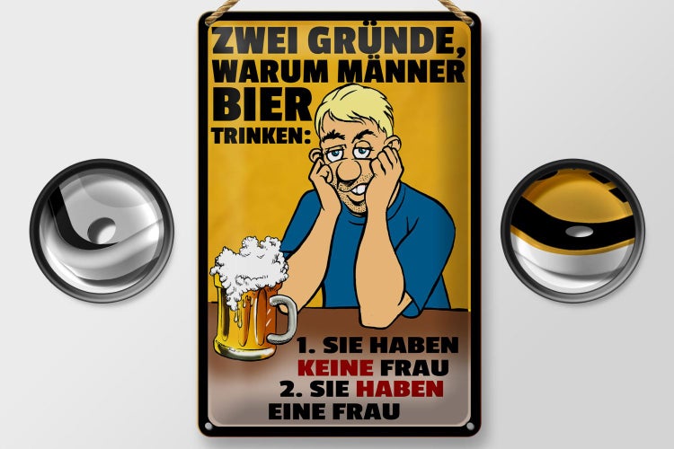 Blechschild Spruch 20x30cm Gründe warum Männer Bier trinken