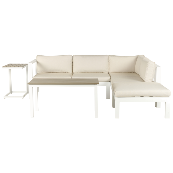 Garten Ecksofa mit Tisch 5-Sitzer MESSINA linksseitig Metall Beige