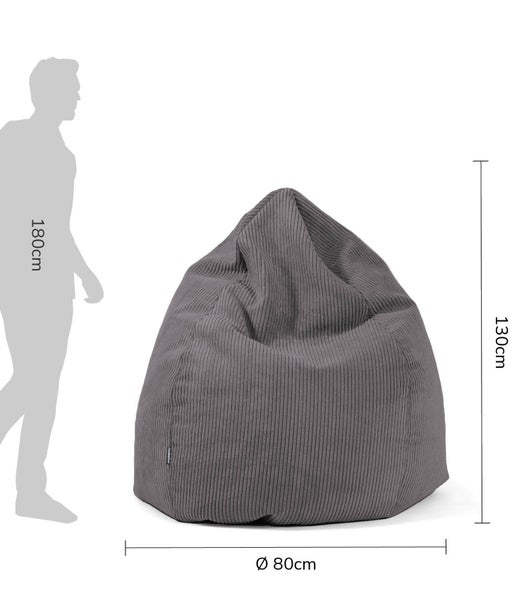 Grauer Sitzsack aus Cordstoff