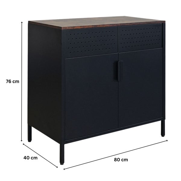 Schrank mit zwei Türen, einer Höhe von 76 cm, einer Tiefe von 40 cm und einer Breite von 80 cm.