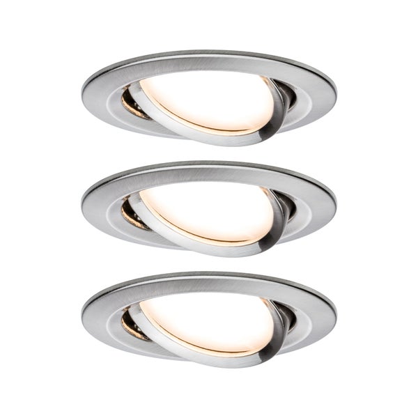 LED Einbauleuchte Smart Home Zigbee 3.0 Nova Plus Coin Basisset schwenkbar rund 84mm 50° Coin 3x6W 3x470lm 230V dimmbar 2700K Eisen gebürstet