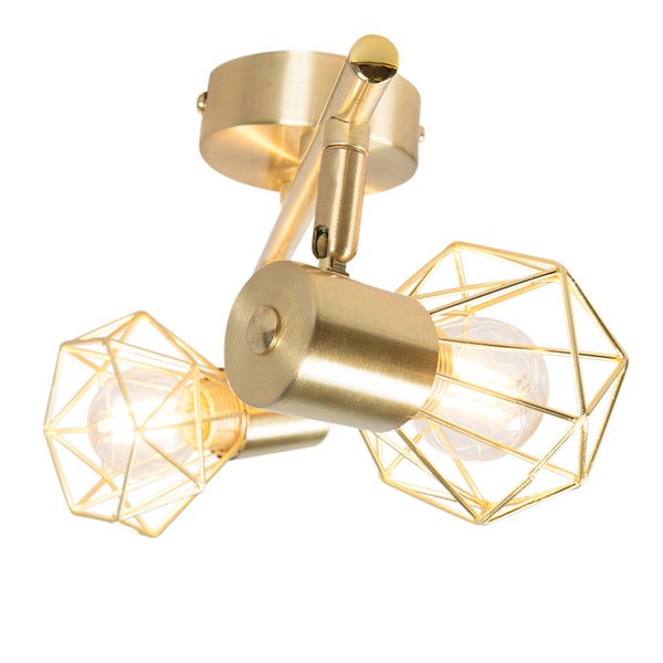 Deckenleuchte mit zwei Lampen und geometrischem Lampenschirm