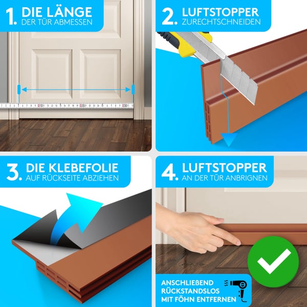 SilverRack Zugluftstopper für Türen Braun [1 x 1m] - Zuschneidbare Türdichtung selbstklebend - Türdichtung unten - Gummilippe Tür Dichtung Zugluft - Tür Windschutz, Schallschutz & Kälteschutz