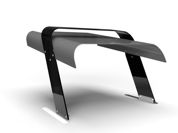 Grauer Windfang mit Halterung