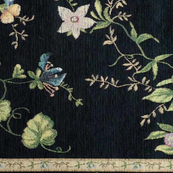 Gewebter Bordürenteppich im floralen Design Flomi Schwarz 120x170 cm