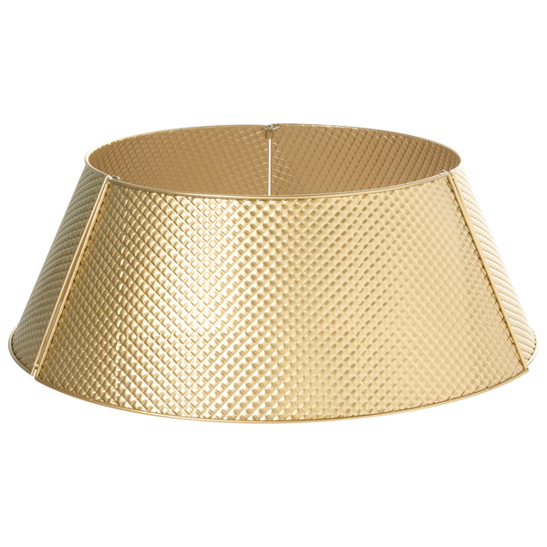 Goldfarbener Baumständer aus Metall mit Rautenmuster