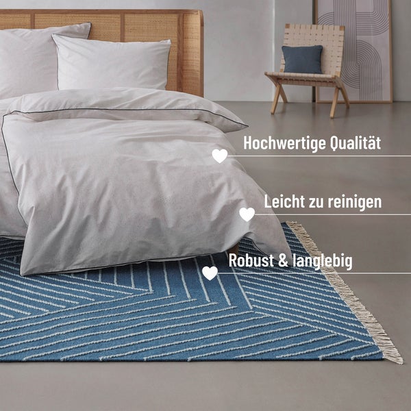 Kelim Teppich Blau Ocean Lines WECONhome 80x150 cm