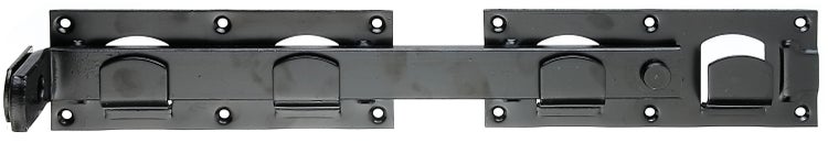Ein Riegelverschluss aus Metall zur Sicherung von Türen und Toren.
