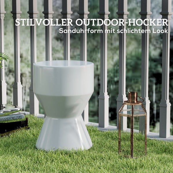 Outsunny Sitzhocker aus Keramik 120kg belastbar Ø33 x 45,5 cm Wetterfest Garten Hocker in Sanduhrform Beistelltisch Blumenhocker Fußhocker für Indoor Outdoor Camping Garten Balkon Hellgrau