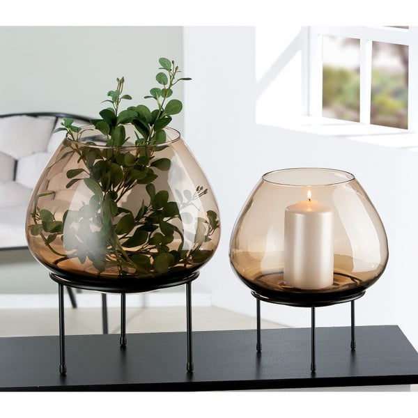 Windlicht GILDE Dekoration Höhe 37,5cm braun Glas