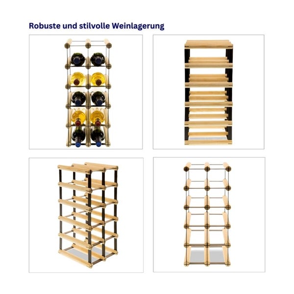 PROREGAL Modulares Weinregal Vinotega Mod Metal HxBxT 52,5 x 22,5 x 24,5 cm 2 x 5 Flaschen Massives Kiefernholz Braun Geölt