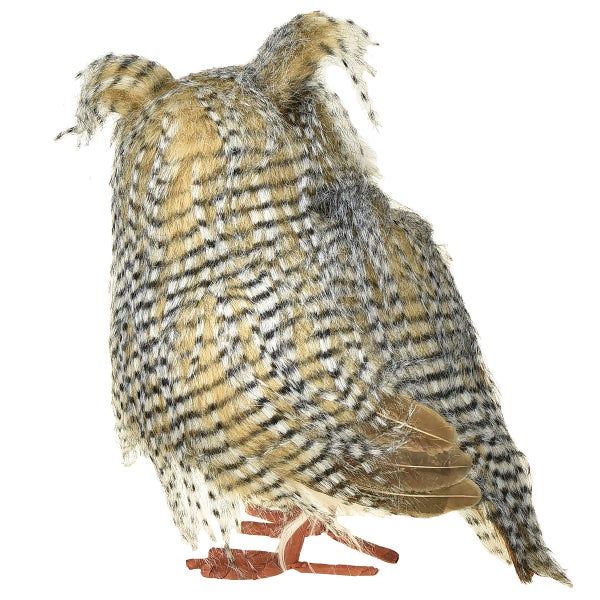 Dekorative Eule mit Federn und detailgetreuer Gestaltung von hinten.