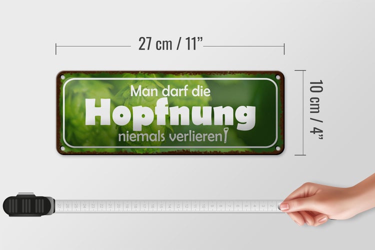 Blechschild Spruch 27x10cm darf Hopfnung niemals verlieren Dekoration
