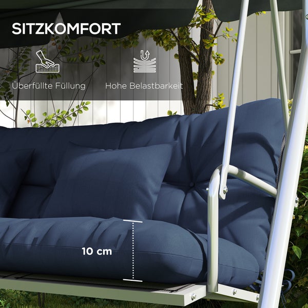 Auflage für Hollywoodschaukel mit 10 Zentimeter Polsterung für hohen Sitzkomfort und langlebige Füllung im Garten.