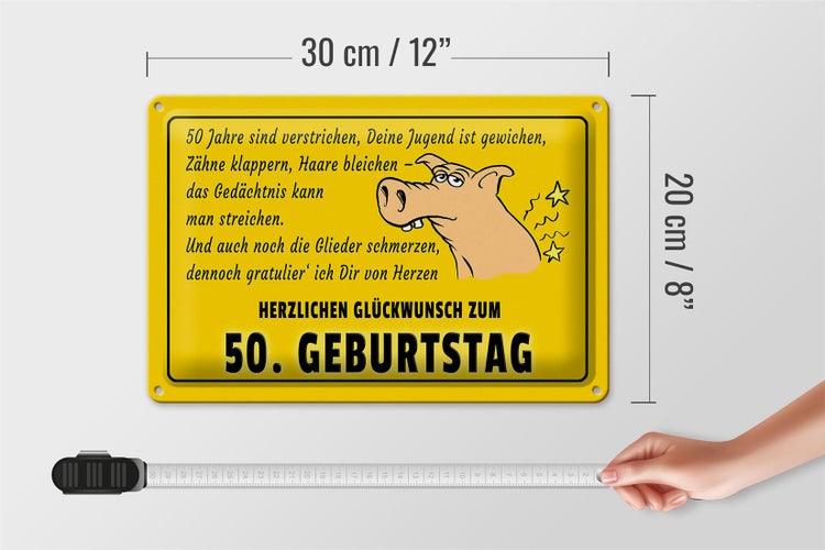 Blechschild Spruch 30x20cm Glückwunsch zum 50.Geburtstag