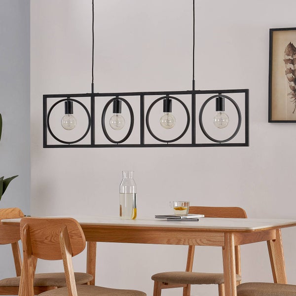 Lindby Pendelleuchte Mateja (Modern) in Schwarz aus Textil (4 flammig, E27) - Deckenlampe Esstischlampe Hängelampe Hängeleuchte Wohnzimmerleuchte