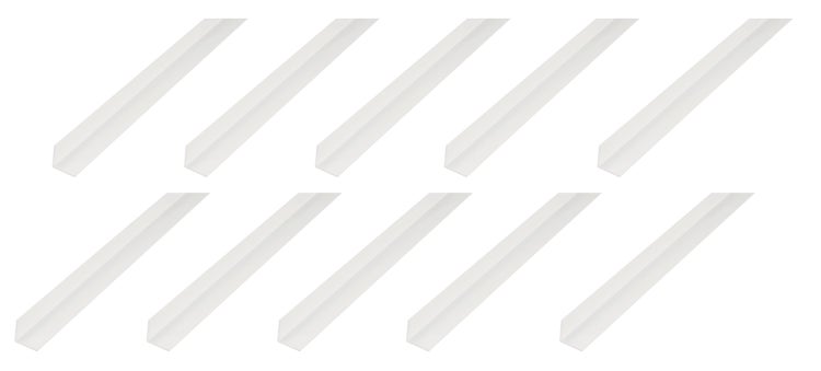 Set mit zehn Winkelprofilen aus Kunststoff für den Innenausbau oder Kantenabschluss