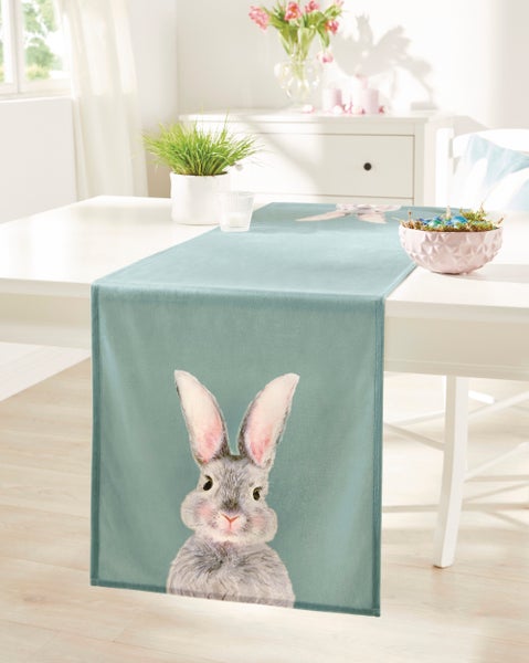 FRANK FLECHTWAREN | Tischläufer Häschen, POLYESTER, 40 x 140 cm