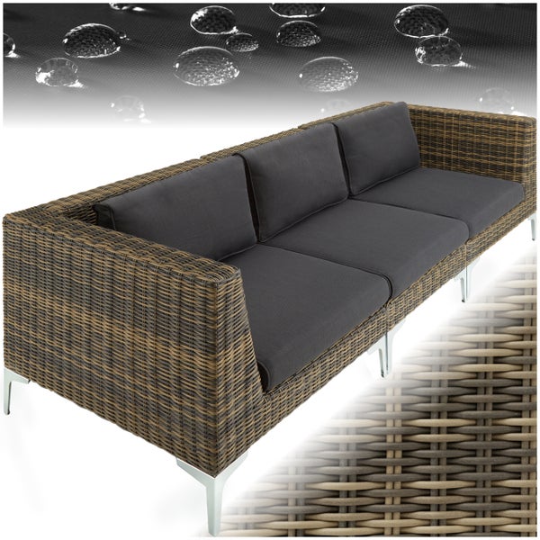 Modulares Rattanset tectake Villanova kein Aufbau Sessel und Eckelemente mit Aluminiumgestell anthrazit-meliert