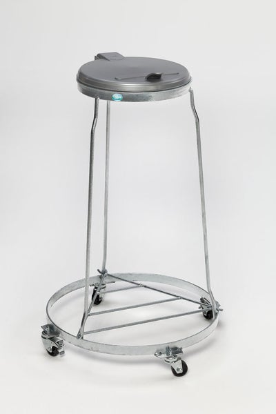 PROREGAL Stapelbarer Abfallsammler Mit Kunststoff Deckel Fahrbar Mit Rollen 120 Liter HxBxT 98 x 64 x 64 cm Stahl Feuerverzinkt