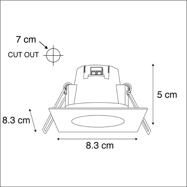 Set mit 3 Einbaustrahlern aus quadratischem Stahl inkl. LED IP65 - Einfach